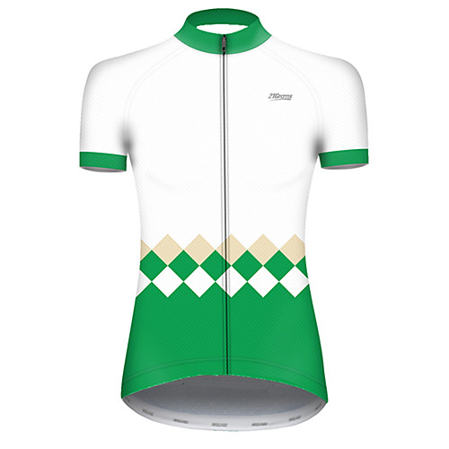 

21Grams Women's Short Sleeve Cycling Jersey Summer Nylon Polyester Green Plaid Checkered Patchwork Bike Jersey Top Mountain Bike MTB Road Bike Cycling Ultraviolet Resistant Quick Dry Breathable Sports