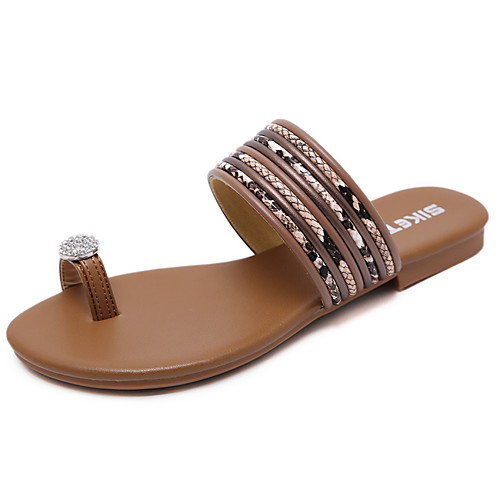 

Women's Sandals Summer Flat Heel Round Toe Daily PU Almond / Black / Brown / Bunion Sandals