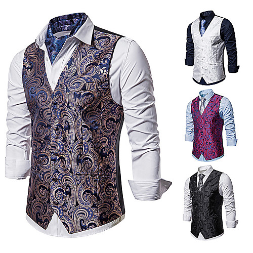 

Plague Doctor Gothic Vintage Punk & Gothic Steampunk 17th Century Masquerade Vest Waistcoat Men's Jacquard Costume Golden / White / Red Vintage Cosplay Event / Party Sleeveless