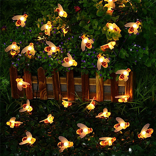 

Solar Powered Led Lights Garland Pretty Bee 50 leds Lights Garland Outdoor Garden Bee Fence Christmas Lights for Patio