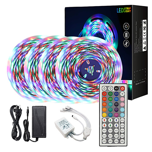 

High-Quality 20M(4x5M) Waterproof 2835 RGB SMD Flexible Led Strip Lights IR 44 Key 1 to 4 Controller DC12V
