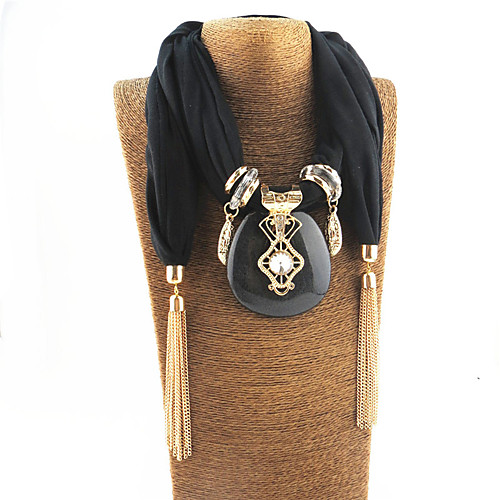 

Women's Statement Necklace Scarf Necklace Tassel Statement Trendy Fashion Boho Fabric White Black Red Gold Green 45 cm Necklace Jewelry For Christmas Halloween Party Evening Street Beach