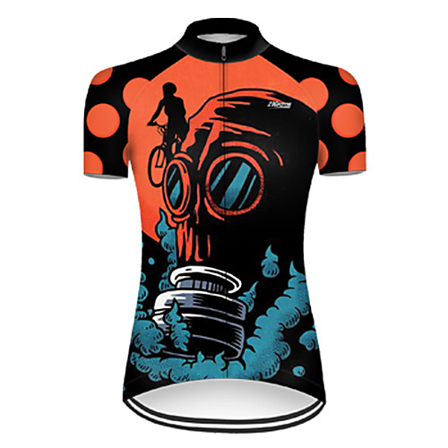 

21Grams Women's Short Sleeve Cycling Jersey Nylon Polyester Black / Orange 3D Gradient Skull Bike Jersey Top Mountain Bike MTB Road Bike Cycling Breathable Quick Dry Ultraviolet Resistant Sports