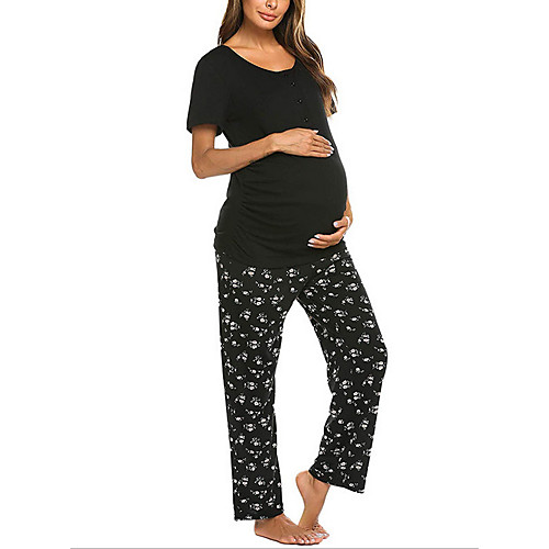 

Women's Deep V Suits Pajamas Color Block