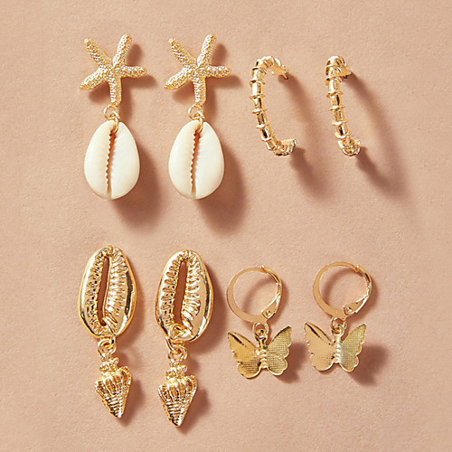 

Women's Drop Earrings Earrings Vintage Style Shell Classic Vintage Trendy Fashion Boho Shell Earrings Jewelry Gold For Gift Date Street Beach Festival 4 Pairs