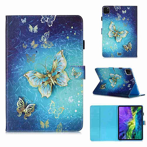 

Case For Apple iPad Pro 11''(2020) / iPad 2019 10.2 / Ipad air3 10.5' 2019 Wallet / Card Holder / with Stand Full Body Cases Golden Butterfly PU Leather / TPU for iPad Air / iPad 4/3/2 / iPad (2018)