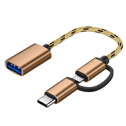 

2 in 1 USB 3.0 OTG Adapter Cable for Samsung Nylon Braid Micro USB Type C Data Sync Adapter for Huawei for MacBook Type-C OTG