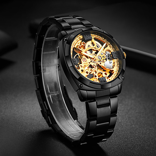 

WLISTH Men's Mechanical Watch Automatic self-winding Modern Style Stainless Steel Black / Silver / Gold 30 m Water Resistant / Waterproof Hollow Engraving Noctilucent Analog Skeleton Big Face -