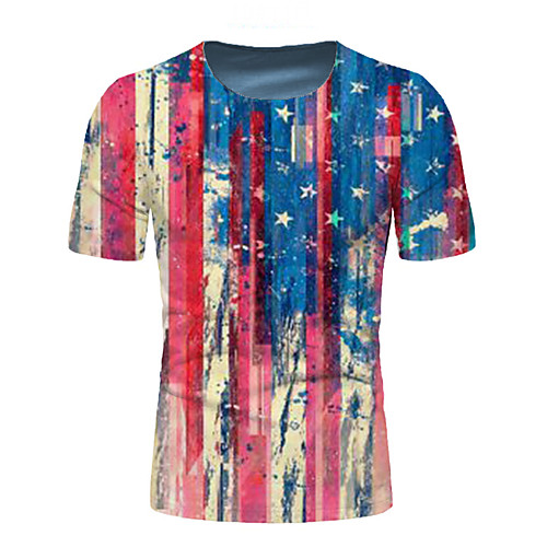 

Men's T shirt Shirt Graphic National Flag Print Short Sleeve Daily Tops Round Neck Blue