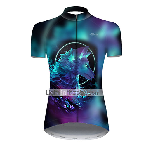 

21Grams Women's Short Sleeve Cycling Jersey Nylon Polyester Blue Gradient Animal Wolf Bike Jersey Top Mountain Bike MTB Road Bike Cycling Breathable Quick Dry Ultraviolet Resistant Sports Clothing
