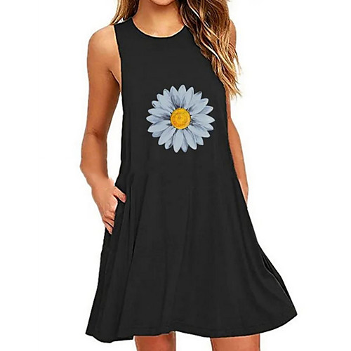 

Women's A-Line Dress Knee Length Dress - Sleeveless Floral Summer Casual 2020 White Black Green Navy Blue S M L XL XXL XXXL XXXXL XXXXXL
