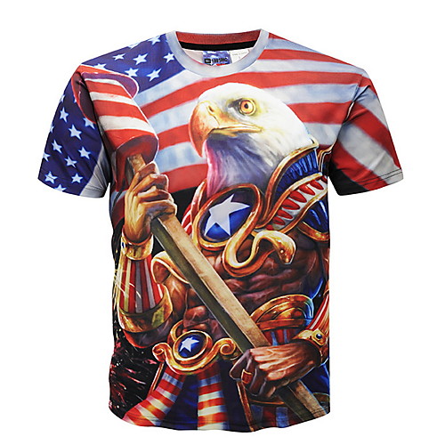 

Men's T shirt Shirt Graphic National Flag Animal Print Short Sleeve Daily Tops Basic Round Neck Brown