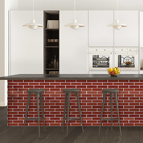

Red brick pattern PVC simulation self-adhesive DIY decorative wall stickers bar stickers
