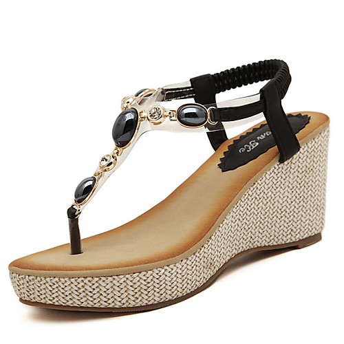 

Women's Sandals Summer Wedge Heel Open Toe Daily PU Black / Beige