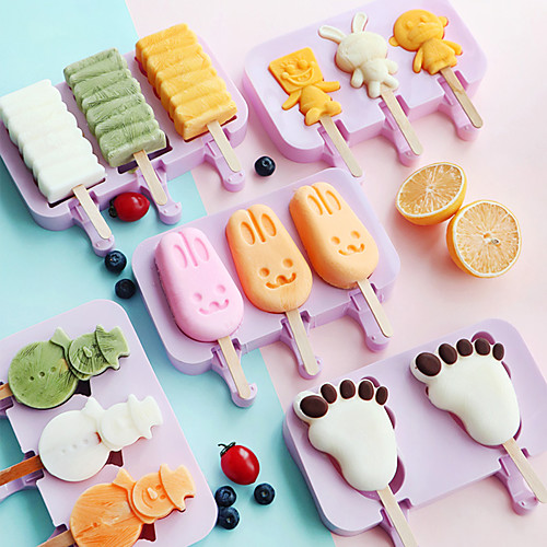 

Popsicle Mold Silicone Ice Cream Mold Popsicle Molds DIY Homemade Cartoon Ice Cream Popsicle Ice Pop Maker Mould Reusable with Popsicle Stick