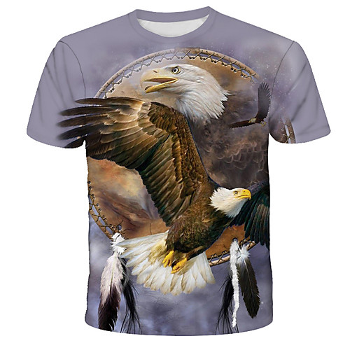 

Men's T shirt Shirt Graphic Animal Print Short Sleeve Daily Tops Streetwear Exaggerated Round Neck Rainbow