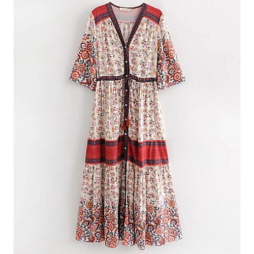 

Women's Swing Dress Maxi long Dress - Half Sleeve Geometric Summer Work 2020 Blue Red S M L XL XXL
