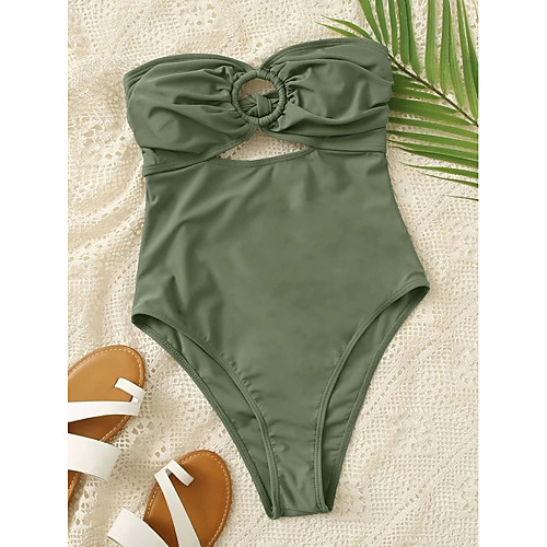 

Women's One Piece Bikini Swimsuit Green Swimwear Underwire Strapless Bathing Suits