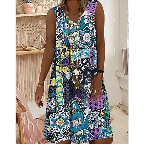 

Women's A-Line Dress Knee Length Dress - Sleeveless Floral Summer Boho 2020 Red Light Blue S M L XL XXL XXXL XXXXL XXXXXL