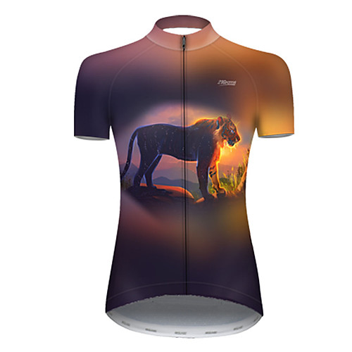 

21Grams Women's Short Sleeve Cycling Jersey Nylon Polyester Black / Yellow Gradient Animal Tiger Bike Jersey Top Mountain Bike MTB Road Bike Cycling Breathable Quick Dry Ultraviolet Resistant Sports