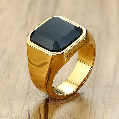 

Men Women Ring Crystal 1pc Red Gold Silver Titanium Steel Square Simple Fashion Gift Date Jewelry Classic Wearable