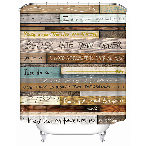 

Quotes on old wooden boards Shower Curtains & Hooks Modern Polyester New Design