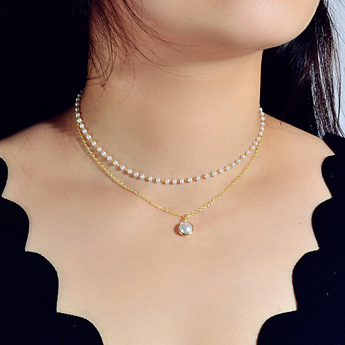 

Women's Necklace Love Vertical / Gold bar Baroque Trendy Romantic Fashion Chrome Gold 46 cm Necklace Jewelry 1pc For Wedding Party Evening Masquerade Engagement Prom