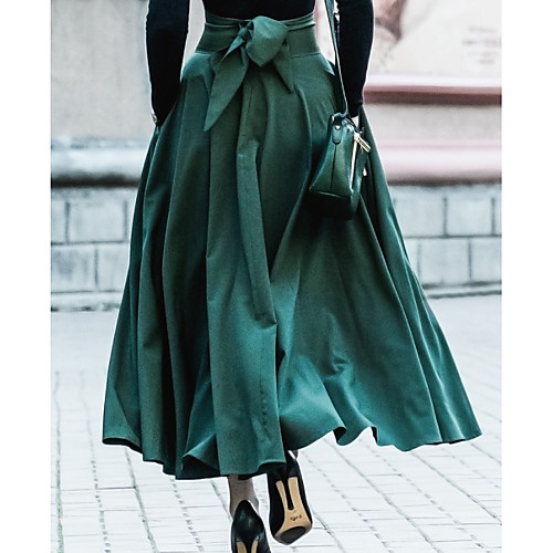 

Women's Valentine Classic & Timeless Chic & Modern Skirts Solid Colored Black Wine Army Green