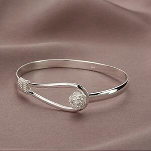 

Women's Bracelet Bangles 3D Flower Stylish Elegant Alloy Bracelet Jewelry Silver For Festival