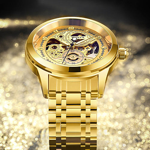 

WLISTH Men's Mechanical Watch Automatic self-winding Modern Style Stylish Stainless Steel Gold 30 m Water Resistant / Waterproof Noctilucent Analog Analog - Digital Fashion Skeleton - White Black Gold