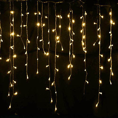 

4m0.6m Curtain String Lights 144 LEDs With 8-Mode Memory Controller Warm White Waterproof Engineering Outdoor Decorative Garden Decoration Lamp 220-240 V 1 set