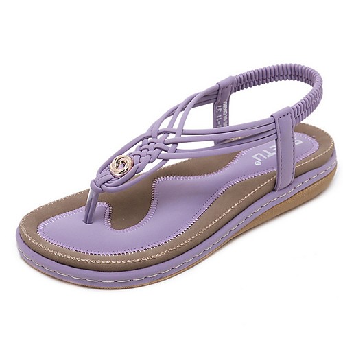 

Women's Sandals Boho Bohemia Beach Flat Heel Open Toe Flat Sandals Daily PU Black Purple Blue