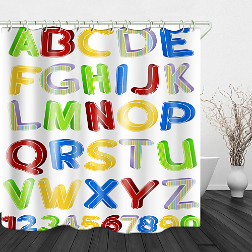 

Colorful Numbers Digital Print Waterproof Fabric Shower Curtain for Bathroom Home Decor Covered Bathtub Curtains Liner Includes with Hooks