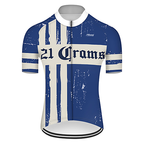 

21Grams Men's Short Sleeve Cycling Jersey Summer Spandex Polyester BlueWhite Retro Solid Color Finland Bike Jersey Top Mountain Bike MTB Road Bike Cycling UV Resistant Quick Dry Breathable Sports