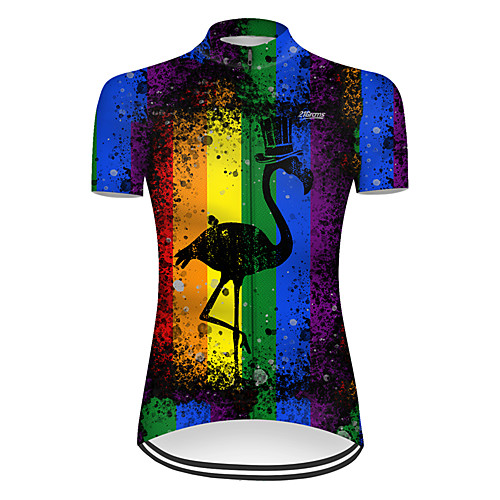 

21Grams Women's Short Sleeve Cycling Jersey Nylon Polyester Black / Blue Flamingo Gradient Animal Bike Jersey Top Mountain Bike MTB Road Bike Cycling Breathable Quick Dry Ultraviolet Resistant Sports