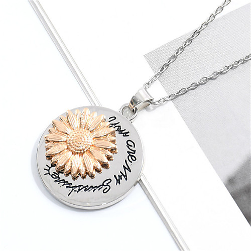 

Pendant Necklace Necklace Flower Sunflower Dainty Artistic European Romantic Chrome Silver 45 cm Necklace Jewelry For