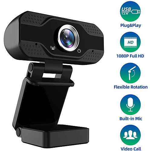 

1080P Full HD Webcam with Microphone USB Web Camera Streaming Computer Camera for Windows Mac PC120 Degrees Wide-Angle 30fps Large Sensor Superior Low Light for Video Calling Conferencing Gaming