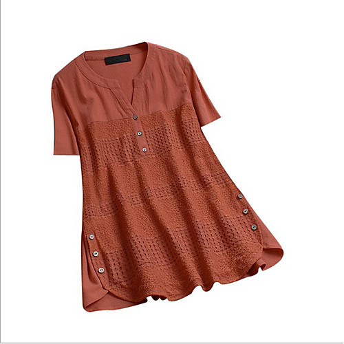 

Women's Color Block Solid Colored Blouse Daily Yellow / Blushing Pink / Orange
