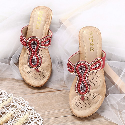

Women's Slippers & Flip-Flops Summer Wedge Heel Open Toe Daily PU Almond / White / Black