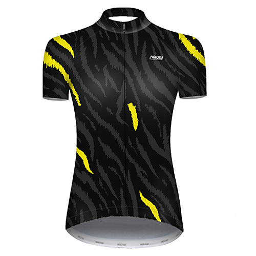 

21Grams Women's Short Sleeve Cycling Jersey Nylon Polyester Black / Yellow Stripes Leaf Bike Jersey Top Mountain Bike MTB Road Bike Cycling Breathable Quick Dry Ultraviolet Resistant Sports Clothing