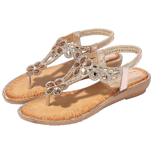 

Women's Sandals Summer Flat Heel Round Toe Daily PU Black / Pink / Gold