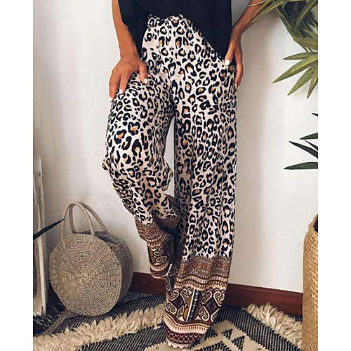 

Women's Basic Wide Leg Pants - Leopard Rainbow S / M / L