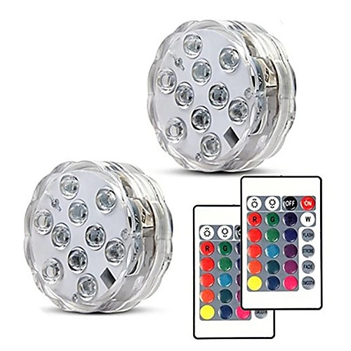 

2X IP68 Underwater Lamp With Two Pcs Free Remote Controlled RGB SMD5050 Submersible Light AAA Battery Operated For Vase Bowl Garden Party Swimming Pool Decor Lighting