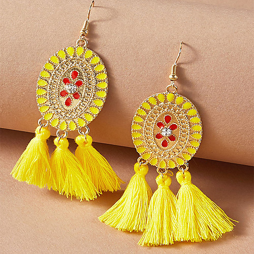 

Women's Drop Earrings Earrings Tassel Fringe Fashion Classic Elegant Trendy Fashion Cute Earrings Jewelry Yellow For Party Evening Gift Vacation Beach Festival 1 Pair