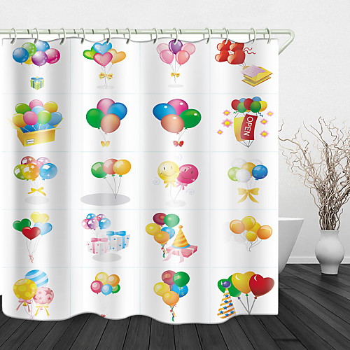 

Colorful Romantic Balloons Digital Print Waterproof Fabric Shower Curtain for Bathroom Home Decor Covered Bathtub Curtains Liner Includes with Hooks