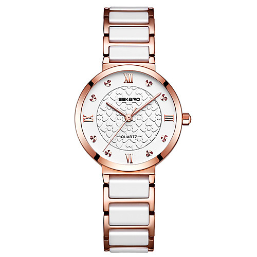 

Women's Quartz Watches Luxury Fashion Ceramic Quartz Rose Gold WhiteGold White Water Resistant / Waterproof Analog