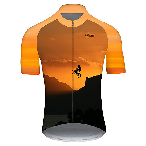 

21Grams Men's Short Sleeve Cycling Jersey Summer Nylon Polyester Black / Yellow Gradient Bike Jersey Top Mountain Bike MTB Road Bike Cycling Ultraviolet Resistant Quick Dry Breathable Sports Clothing
