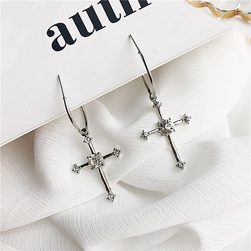 

Women's Synthetic Diamond Hanging Cross Earrings Cross Vintage Trendy Fashion Modern Cool 18K Gold Plated Earrings Jewelry Bronze For Formal Prom Date Street Festival