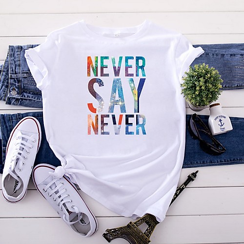 

Women's Letter T-shirt Daily Wine / White / Black / Yellow / Blushing Pink / Army Green / Green / Beige