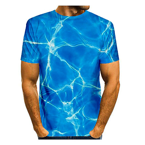 

Men's T shirt Shirt Graphic Optical Illusion Print Short Sleeve Daily Tops Basic Round Neck Blue